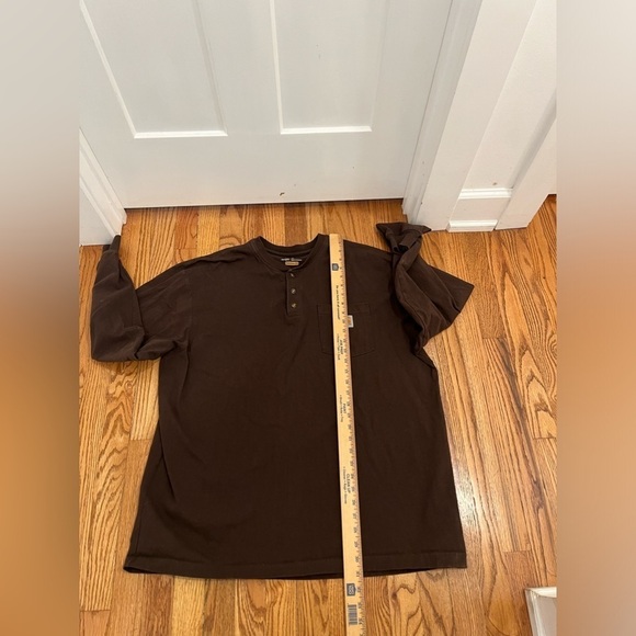 Carhartt Mens Shirt Long Sleeves Size XL Brown Round Neck - Picture 6 of 6
